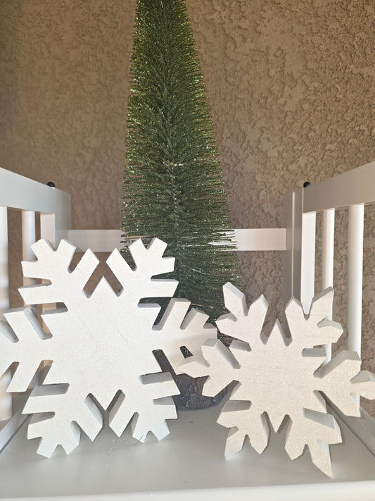 Glittered Wooden snowflake Decor