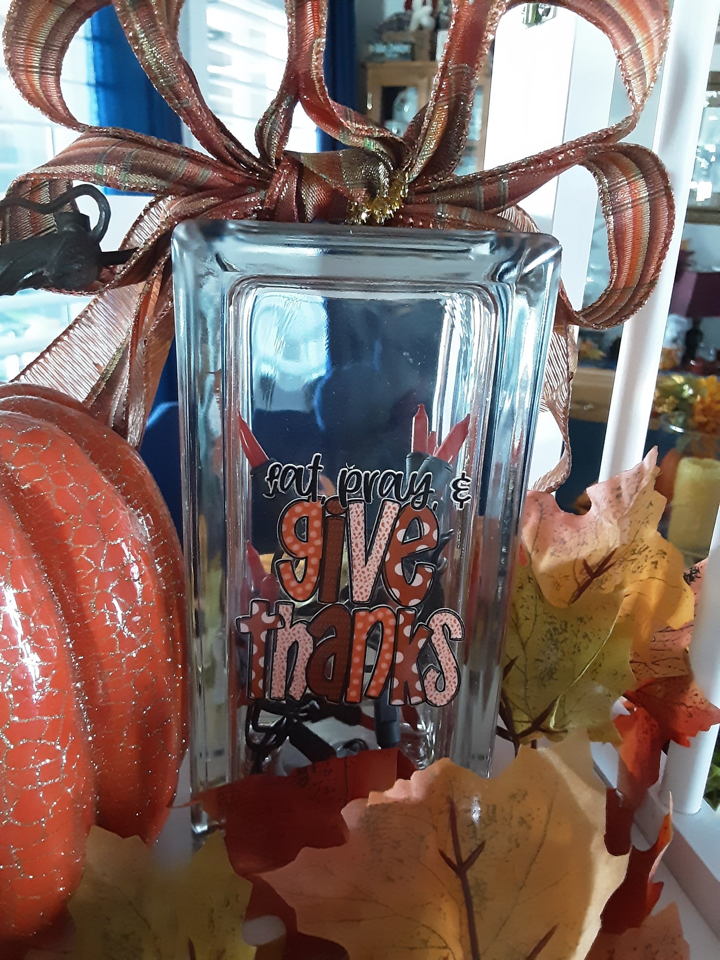 Thanksgiving Lite Up Glass Box