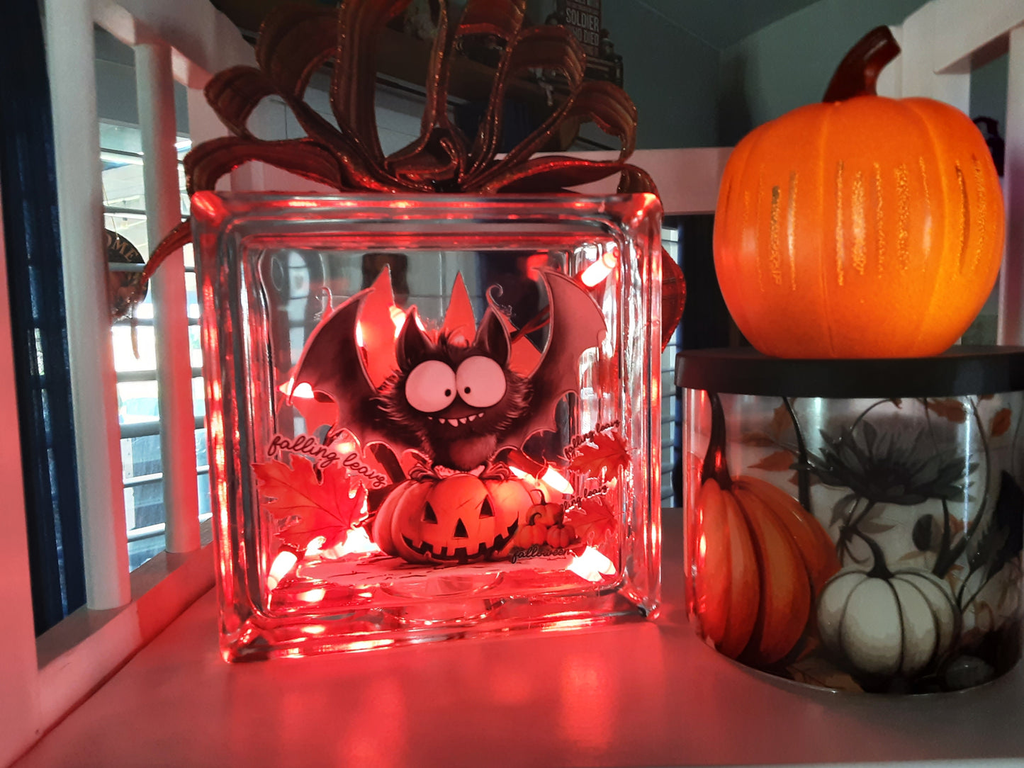 Halloween-Bat- LiteUp Glass Box