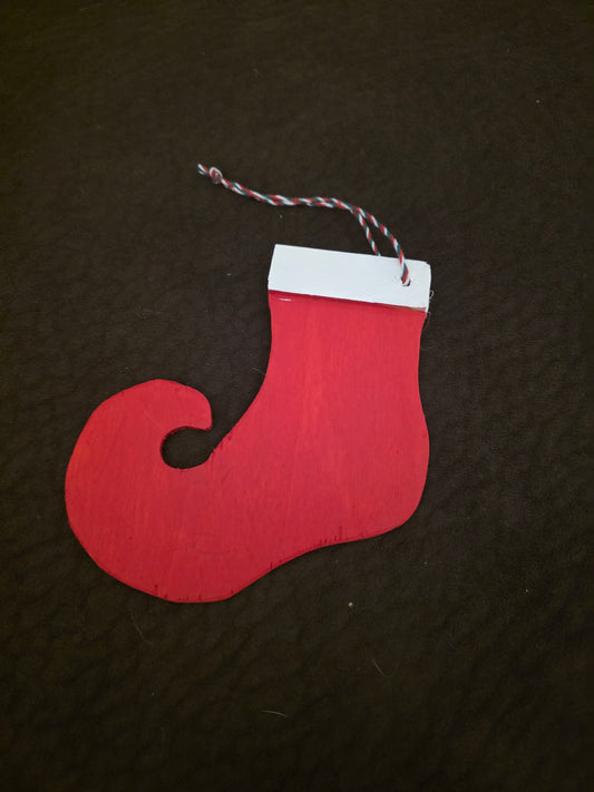Christmas - Wooden Red n Green Stocking Ornament