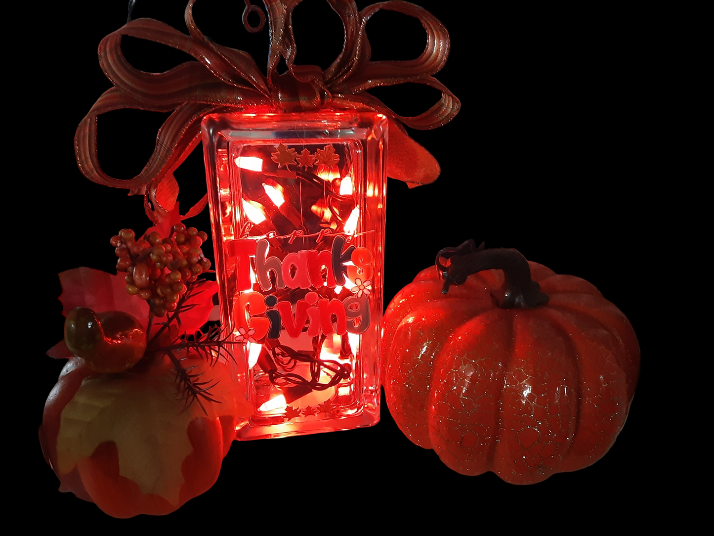 Thanksgiving Lite-Up Glass Box