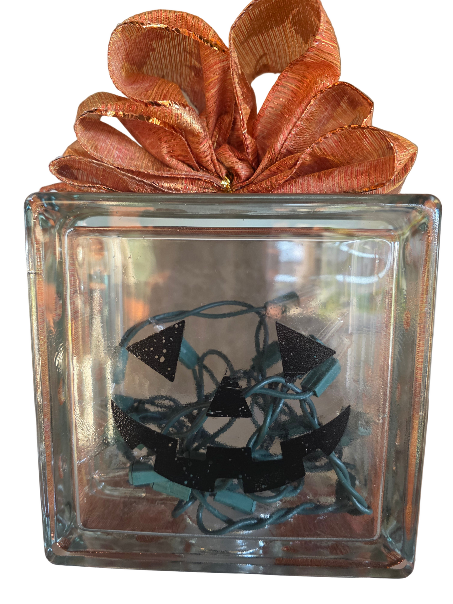 Halloween Plug in Light Up Glass Box - Pumpkin